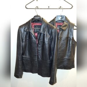 Venus Williams Black Leather Jacket + Matching Vest